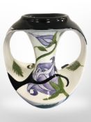 A Black Ryden 'Purple Rose' twin handled vase, designed by Sian Leeper, height 18 cm.