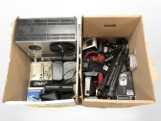 Various electrical's including Philips stereo tape deck, Olympus and other cameras, tripod,