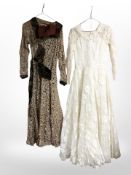 Two lady's vintage lace gowns.