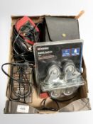 A set of parkside swivel casters in packaging, together with several electronic gauges.