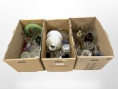 A large quantity of 20th century glass wares, opaque glass shade,