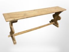 A Victorian pine bench, length 138 cm.