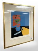 A Danish abstract lithograph, signed indistinctly, 28 cm x 34 cm.