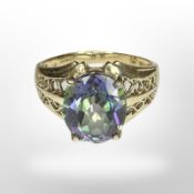 A 9ct gold simulated Alexandrite dress ring, size W CONDITION REPORT: 5.