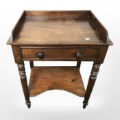 A William IV mahogany wash stand, fitted a drawer, 59 cm x 46 cm x 77 cm.