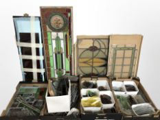 A group of early-20th century stained and leaded glass windows,
