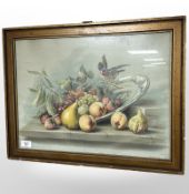 A 19th century colour print, still life with fruit, 49 cm x 36 cm.
