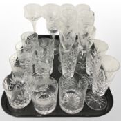 A group of lead crystal tumblers and wine glasses (some pieces by Brierley)