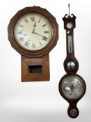 A 19th century mahogany drop dial wall timepiece, height 62 cm.