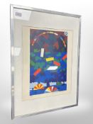 A Danish abstract lithograph, indistinctly signed, 39 cm x 49 cm.