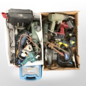 A quantity of power tools including Bosch, Nutool, Black and Decker,