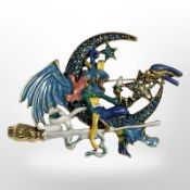 A large enamelled 'halloween' brooch