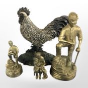 Two brass figures of miners,