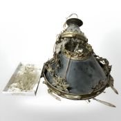 A 20th century continental gilt metal mounted pendant light fitting.