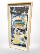 A 20th century mixed media collage, 52 cm x 102 cm.