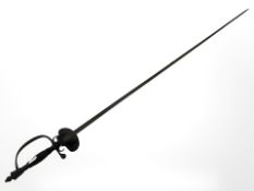 A court sword with textured black finished hilt,