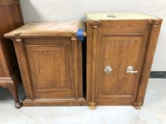 A contemporary cast iron safe in wood effect painted finish,