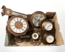 A group of continental barometers, including ornately carved beech example,