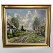 Danish School : Pathway towards a windmill, oil on canvas, 69 cm x 59 cm.