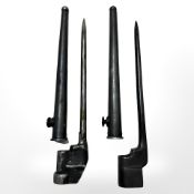 A British No 4 Mk 3 spike bayonet, with steel scabbard, and a No 4 Mk 2 spike bayonet,