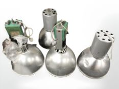 A pair of Thorn industrial metal pendant lightshades, height 73 cm,