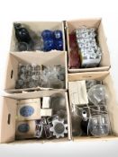 A large quantity of continental drinking glasses, grapefruit dishes, oversized goblets, lamp base,