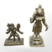 Two 19th century Indo-Tibetan devotional temple statues, tallest 9.