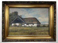 C Balken : A thatched cottage, oil on canvas, 44 cm x 63 cm.