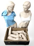 Two female mannequins and various parts
