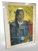After Gauguin : Portrait of a lady, colour print, 70 cm x 45 cm.