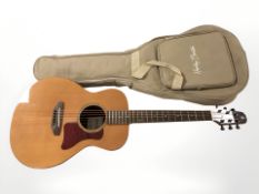 A Harley Benton Custom Line CLGS-10S travel acoustic guitar in soft carry case