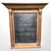 A pine framed chalk board,