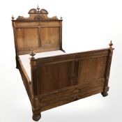 A 19th century French walnut bed frame inner width approx.
