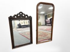 An antique style bevelled mirror, 52 cm x 87 cm, together with a further 19th century mirror.