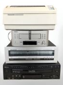 A Sherwood CD changer/LD player, Kenwood stereo tuner,