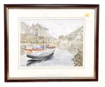 Dennis Eyre : Quiet Moorings, Seaton Sluice, watercolour, signed and dated 2000 verso,