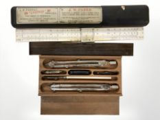 A Faber slide rule, with original box,