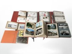 Several albums containing vintage continental monochrome and colour postcards.