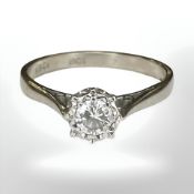 An 18ct white gold solitaire diamond ring, size N CONDITION REPORT: 2.