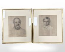 Albert William Ayling RCA (1853-1905) Portrait pair of a father and son, one signed and dated 1855,