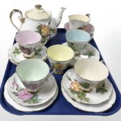 Approximately thirty four pieces of Roslyn Wheatcroft Roses tea and coffee china (two trays)