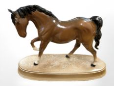 A Beswick horse Spirit of Freedom, brown gloss, on ceramic plinth,