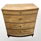 A 19th century continental mahogany bow front four drawer chest, 74 cm x 48 cm x 85 cm.