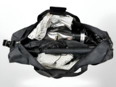 A studio photography kit in carry bag