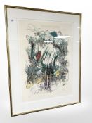 A Danish abstract lithograph, indistinctly signed, 45 cm x 63 cm.