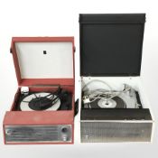 A Philips table top record player and a Porterdyne record player
