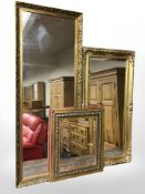 Three reproduction gilt framed mirrors,
