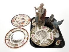 Six Masons collectors plates, together with a Capo Di Monte figure of a tailor,