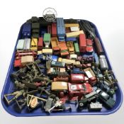 A quantity of unboxed die cast cars and models, including Matchbox, Lone Star,