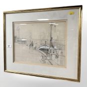 Fred Tordoff : North Shields Quay, colour chalks, 26 cm x 34 cm.